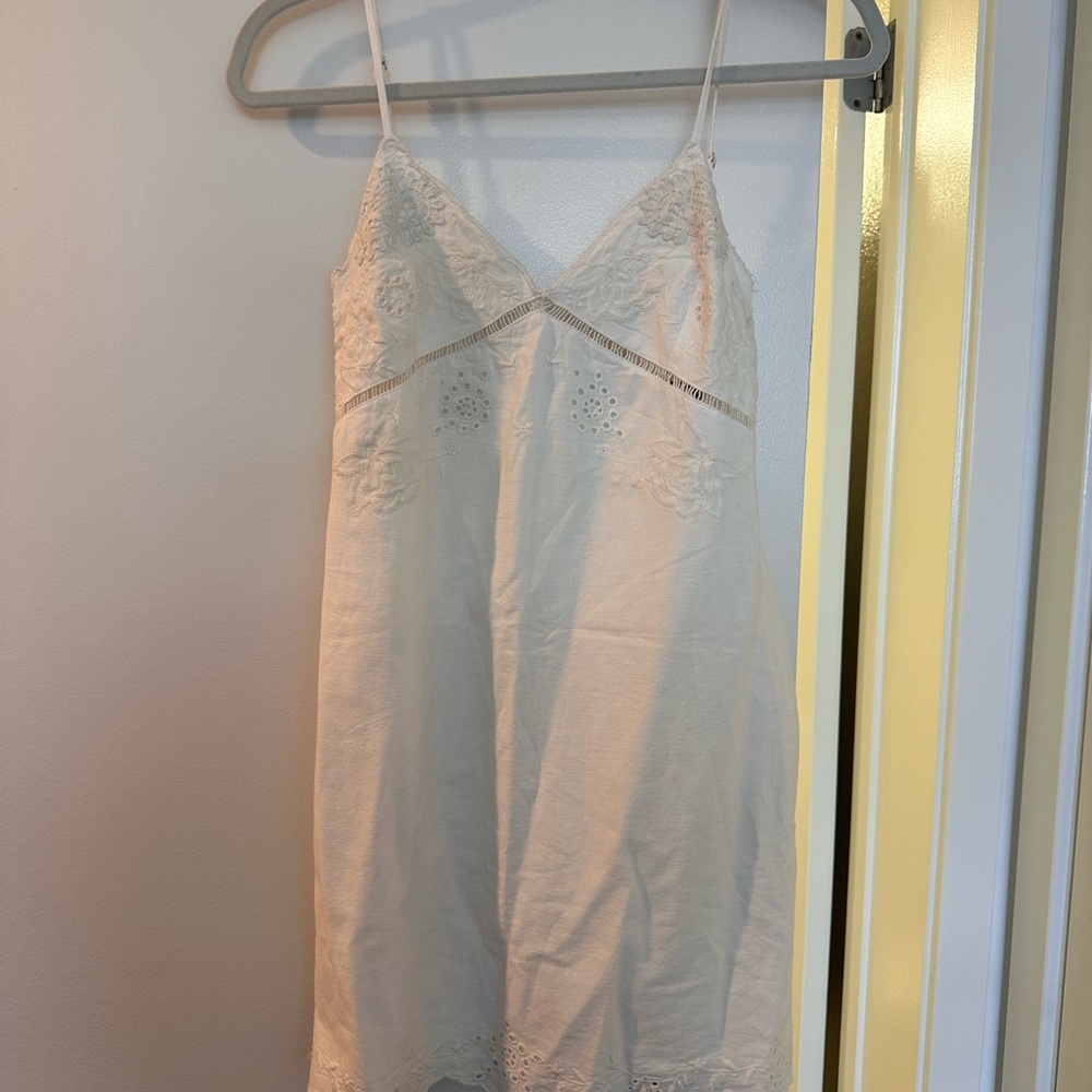 Zara White Embroidered Mini Dress